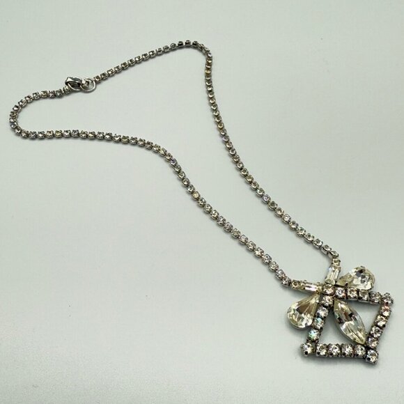 Rare 1940s Old Hollywood Vintage Rhinestone Necklace Signed Jayflex Sterling - Picture 10 of 10